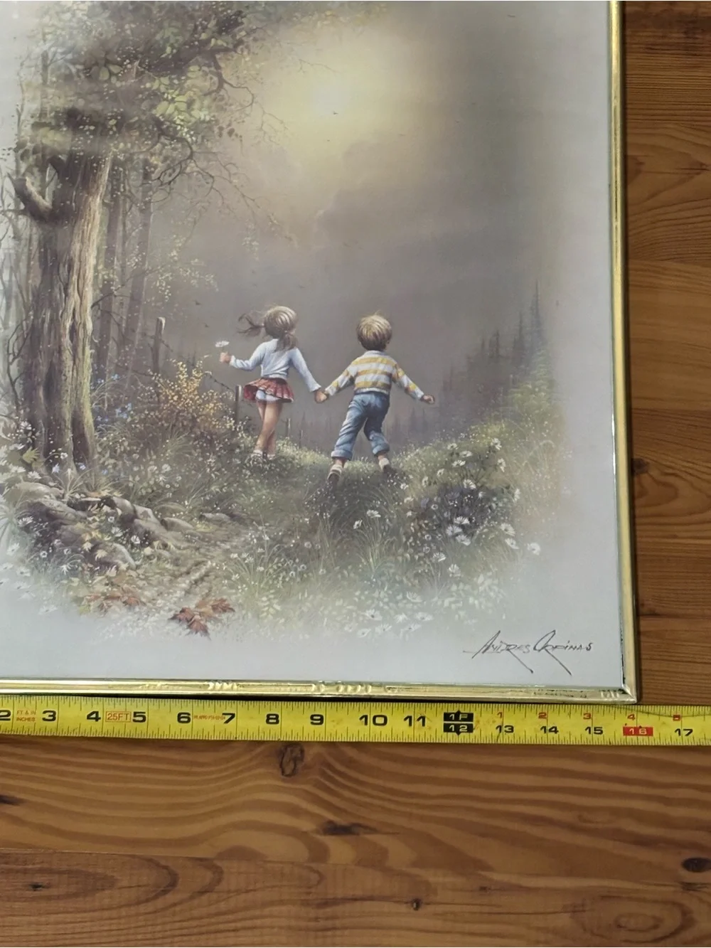 Framed Andres Orpinas – Boy And Girl Holding Hands Walking In Woods
